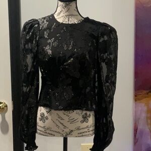 House of Harlow 1960 Shimmering Black Top